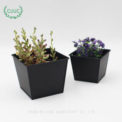 CUUC Galvanized Flower Pot Bucket Square Succulent Planter Small Plant Pots for Indoor Plants