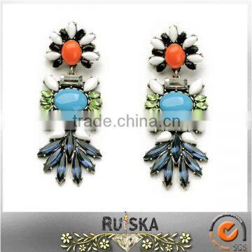 Exaggerate Long Style Acrylic Crystal Flower Chinese Earring