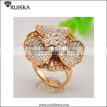 Fashion Champagne And White Diamond Flower Ring