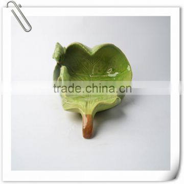 Ceramic Plate of Green Peach with Bird