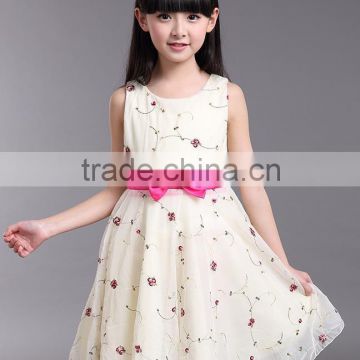 2015 latest fashion simpl sleeveless chiffon child dress