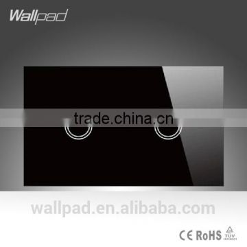 China Supplier Wallpad LED Black Crystal Glass 110~250V US/Australia Standard 2 gang 2 way Electrical Soft Touch Light Switch