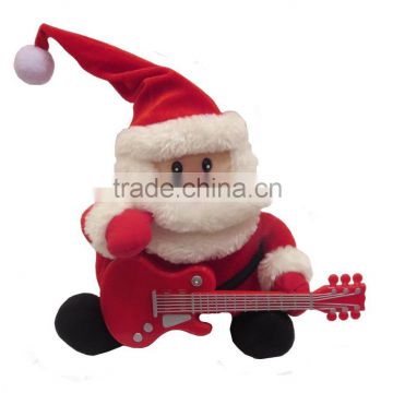 Play the red guitar & Singging christmas song with hat sway movement plush santa