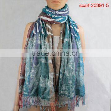 Very popular style peng peng fringes tassel scarf for ladies