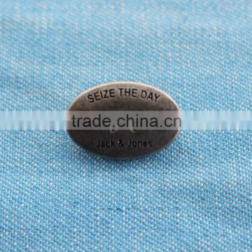 fashion engraved metal garment tag for wholesale