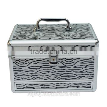 export fashion zebra beauty colorful with a drawer aluminum makeup case,comestic case