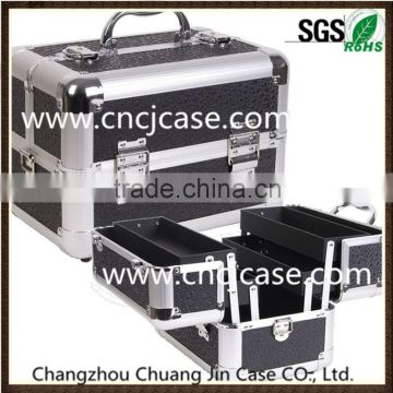 useful carrying combination black aluminum cosmetic case and box