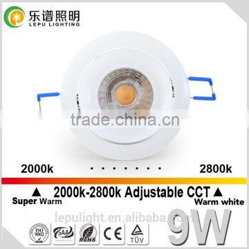 D95 H47 cutout83mm dimmable 9w CCT led cob recessed downlight
