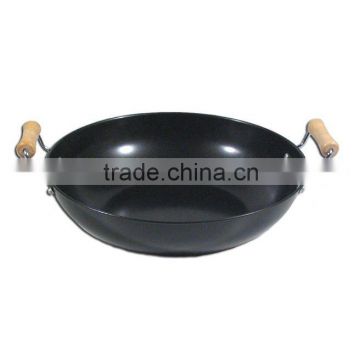 chinese wok,wooden handle wok