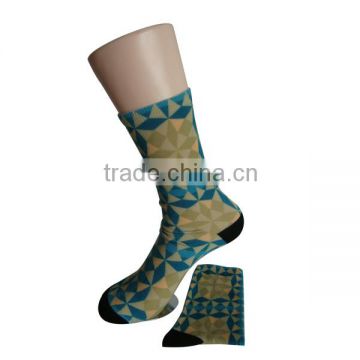 Haining GS custom various small argyle designs black toe and heel 360 degree seamless printing polyester men sublimatiom socks