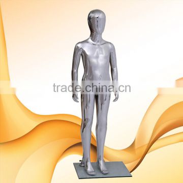 Plastic child silver chrome standing mannequin