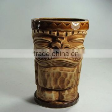 Handmade Barware Unique Ceramic Tiki Glass