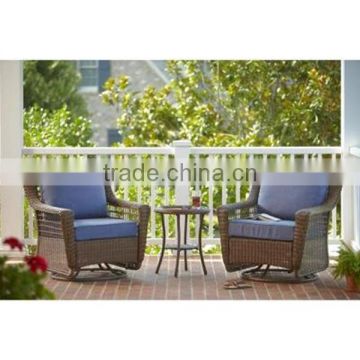 3-Piece All-Weather Patio Chat Set with Blue Sky Cushions