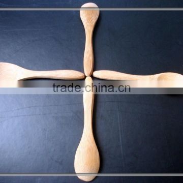 Family tasting wooden spoon, coffee tea spice or salad bamboo spoon