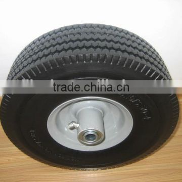 Flat free hand trolley wheel 10"x3.50-4 PU foam wheel