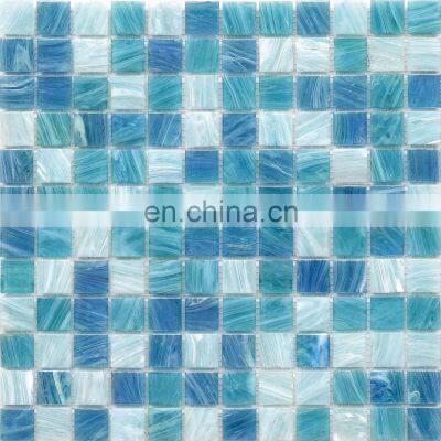 amber looking mix blue color swimming pool mosaic bathroom mosaic tiles hot-melting splash back glass mosaics tiles