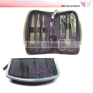 6pcs carbon steel croco zipper metal frame french manicure set