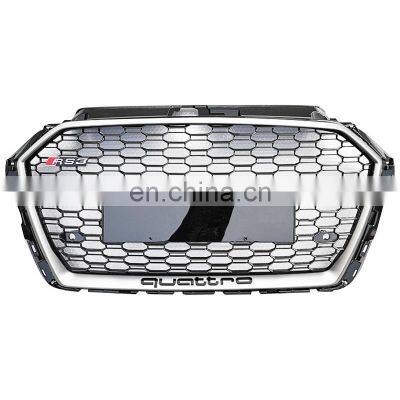 New style front grill for Audi A3 high quality ABS Chrome silver black bumper grille for RS3 no logo style 2017 2018 2019