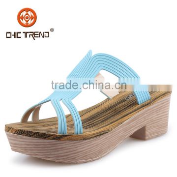 2015 Lady Plastic Artificial Wood Wedges Sandal Shoes Women Momery EVA Insole Slipper shoes Fashion melissa shoes for women