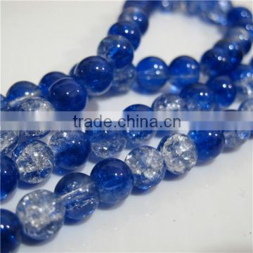 4mm round double color crackle glass bead RGB017