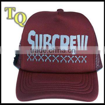 red wine mesh running wholesale trucker baseball cap / mesh curved bill trucker hat snapback cap