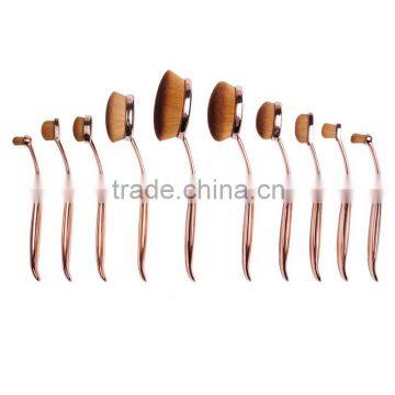 New arrival rose gold handle fishtail oval face brush