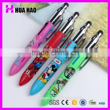 multifunctional plastic ball pen for touch screen stylish transparent colorful plastic ball pen with metal click bottom