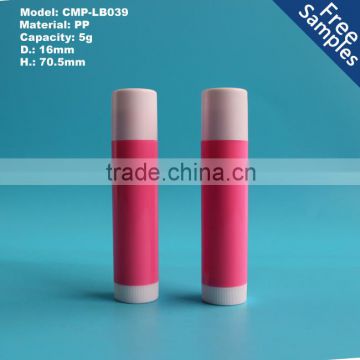 5g PP pink plastic cosmetic lipstick lip balm tube