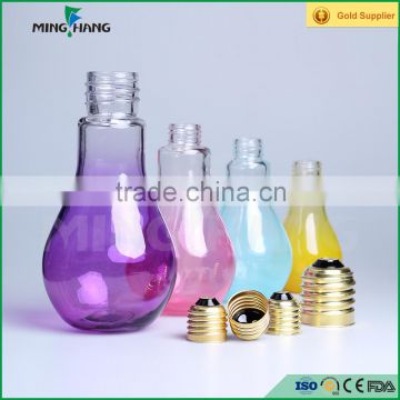 150ml 200ml 300ml 400ml clear lamp bulb shape glass bottles for beverage