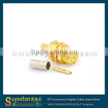 RP-SMA Crimp Jack(male pin) bulkhead connector for LMR100 RG316 RG174 gsm antenna with right angle sma connector