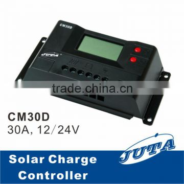 30A 12V/24V Solar Charge Controller with LCD display & USB port for 1000W solar home system