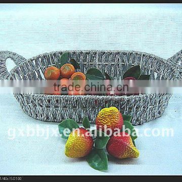 Rectangle silver paper rope woven storage vegetable holder