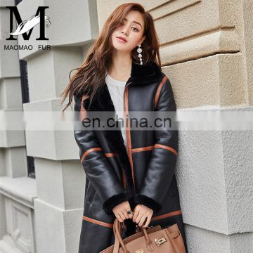 Factory Price Hot Sell Genuine Fur Women Leather Jacket with Sheep Fur Trim Ladies