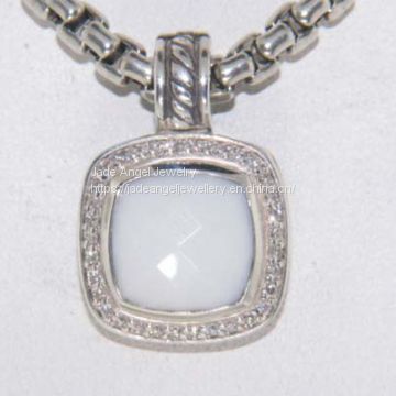 Designs Inspired DY 925 Silver 11mm White Agate Albion Pendant Enhancer