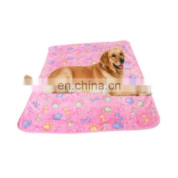 Pet Dog Blanket Warm Fleece Fabric Mat Paw Print for Small and Medium Dogs Blanket