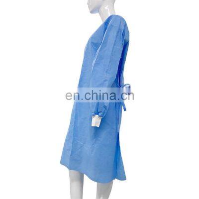 New arrival comfortable breathable universal blue aami level 1 medical surgical disposable isolation gown with knit cuff