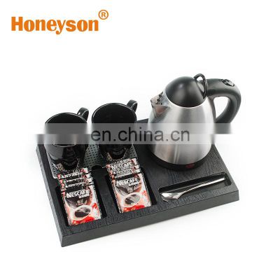 I-H0881S  hotel small cordless 304# stainless steel electric kettle with tray set 0.8L