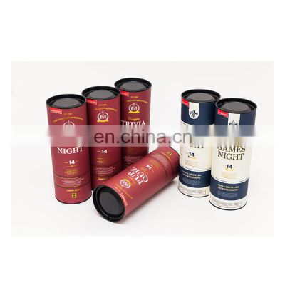 Single Round Paper Tube Wine Packaging Customized Cardboard Tube Package Wine Bottle Canister With Logo Hot Foil Stamped