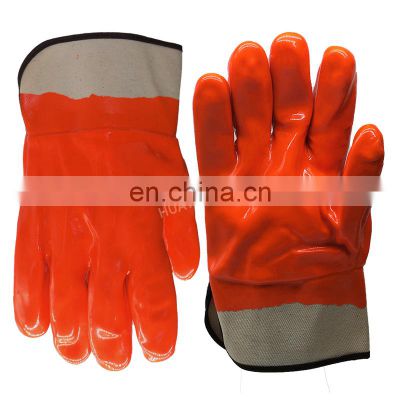 HY Canvas cuff sandy orange pvc coated gloves
