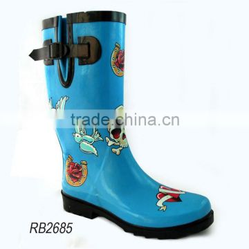 Ladies' Cheap Laced Rubber Rain Boots / Rubber Boots /Rain Boots