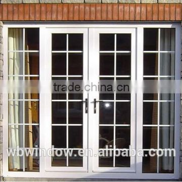 Energy saving double glass Plastic/Vinyl profile casement doors with grilles