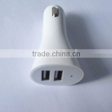White Dual USB Mobile Phone In-car Charger