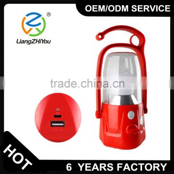 Hiking camping usage outdoor plastic lantern lamp with USB cable