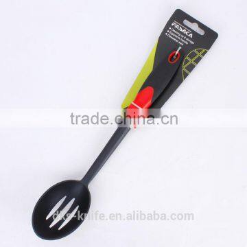 TSY001-SLS New Packing Black Nylon Slotted Spoon with Black PP and Red TPR handle Nylon Kitchen Tools