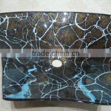 LELIN top quality art glass basin handpainted art glass wash basin LH-062