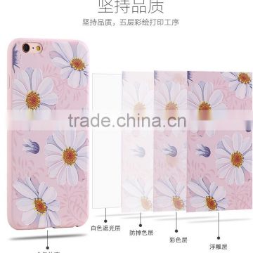 2016 hot sell Emboss UV daisy painting tpu Case For iPhone 6 4.7 Case For Flower Cell Phone Cover
