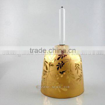 24k gold quartz crystal singing bowl with handle and design