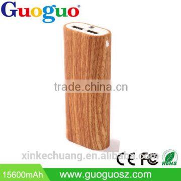 Guoguo new design long lasting Dual usb portable External Battery Pack wooden bambo 13200mAh power bank for iPhone7