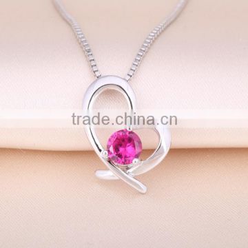2016 trending product sterling silver cubic zirconia heart shape pendant necklaces