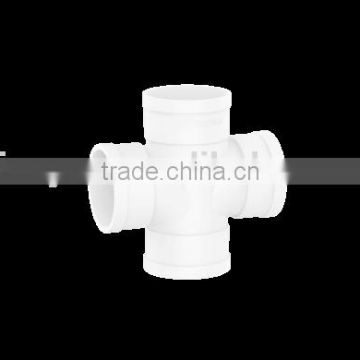 Factory price Manufacturer good quality PVC Fitting UPVC Rubber Joint plastic fitting for drainage GB plane cross 4 way fitting